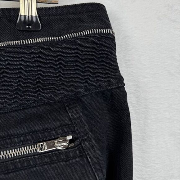 Isabel Marant Loma Cropped Jeans Moto Inspired Zippers and Textures Size 4 (36FR - Picture 8 of 16